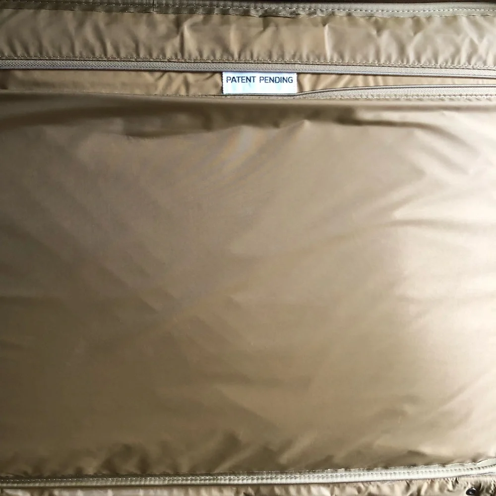 Vintage Hartmann Nylon Suitcase w/Outside Pocket In Olive w/Tan Leather Trim